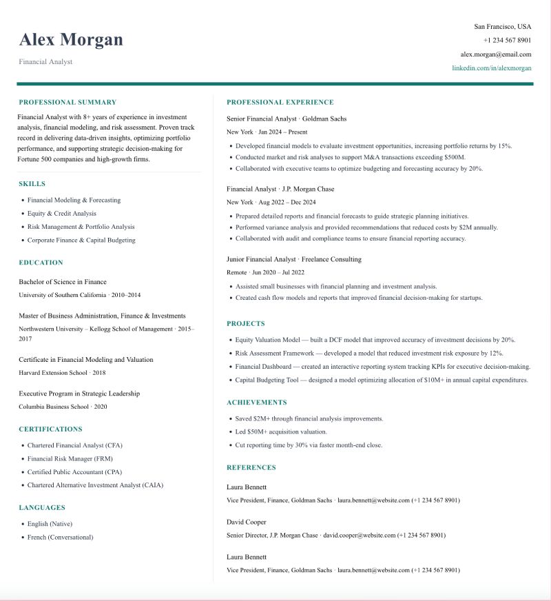 Executive resume template preview