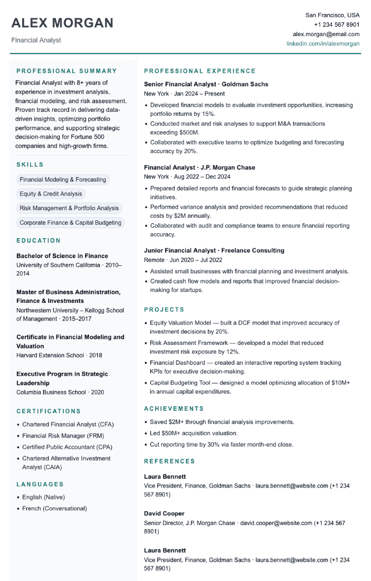 Elegant resume template preview